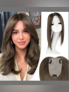 100% human hair topper 14” no bangs